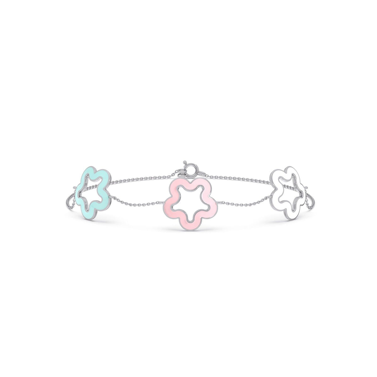 Pastel Floral Plain Gold Chain Bracelet