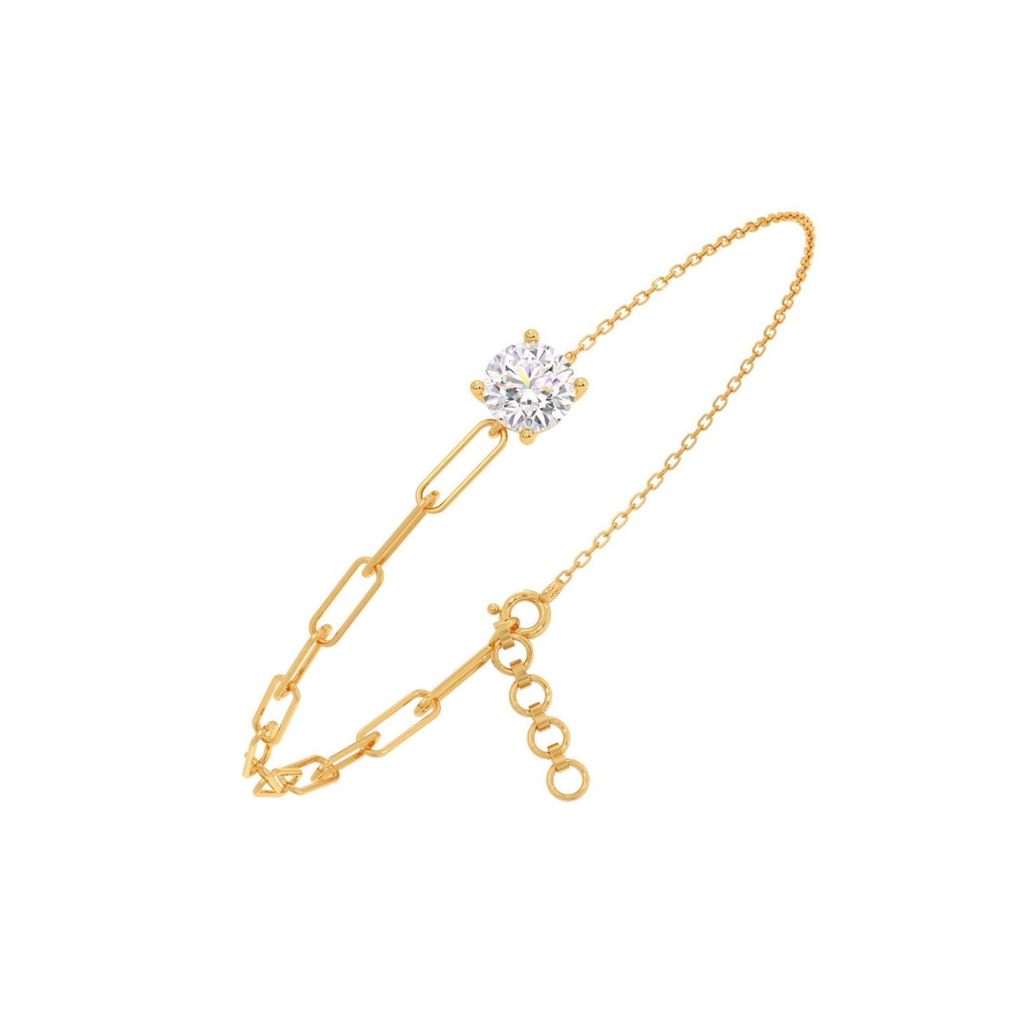 0.95 ct Round Solitaire Paperclip Chain Bracelet