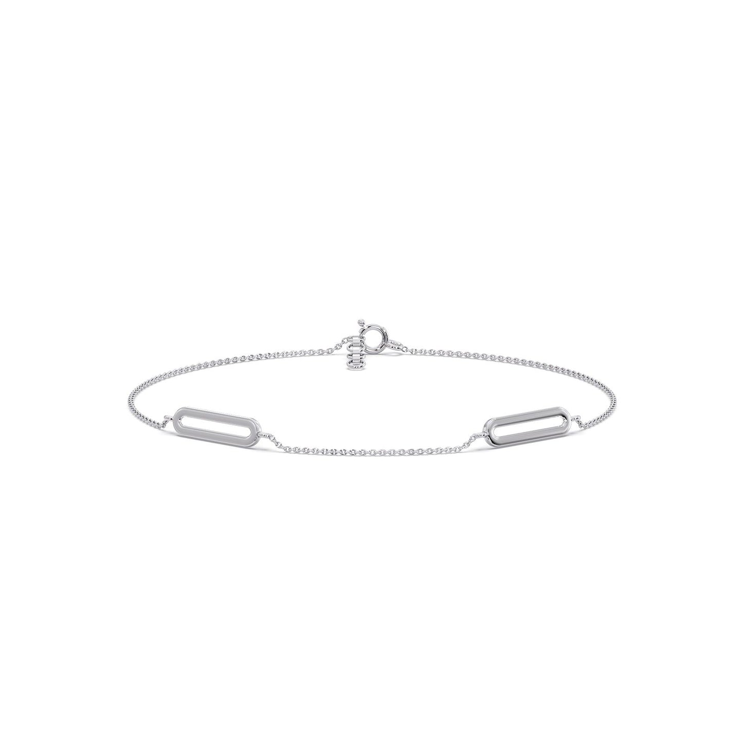 Trombone Link Plain Gold Chain Bracelet
