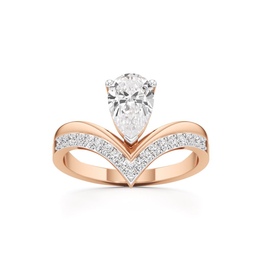 Pear Solitaire V-Shaped Grace Ring