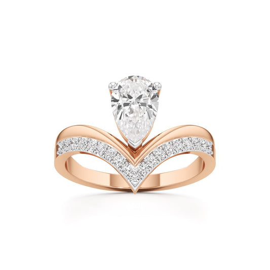 Pear Solitaire V-Shaped Grace Ring