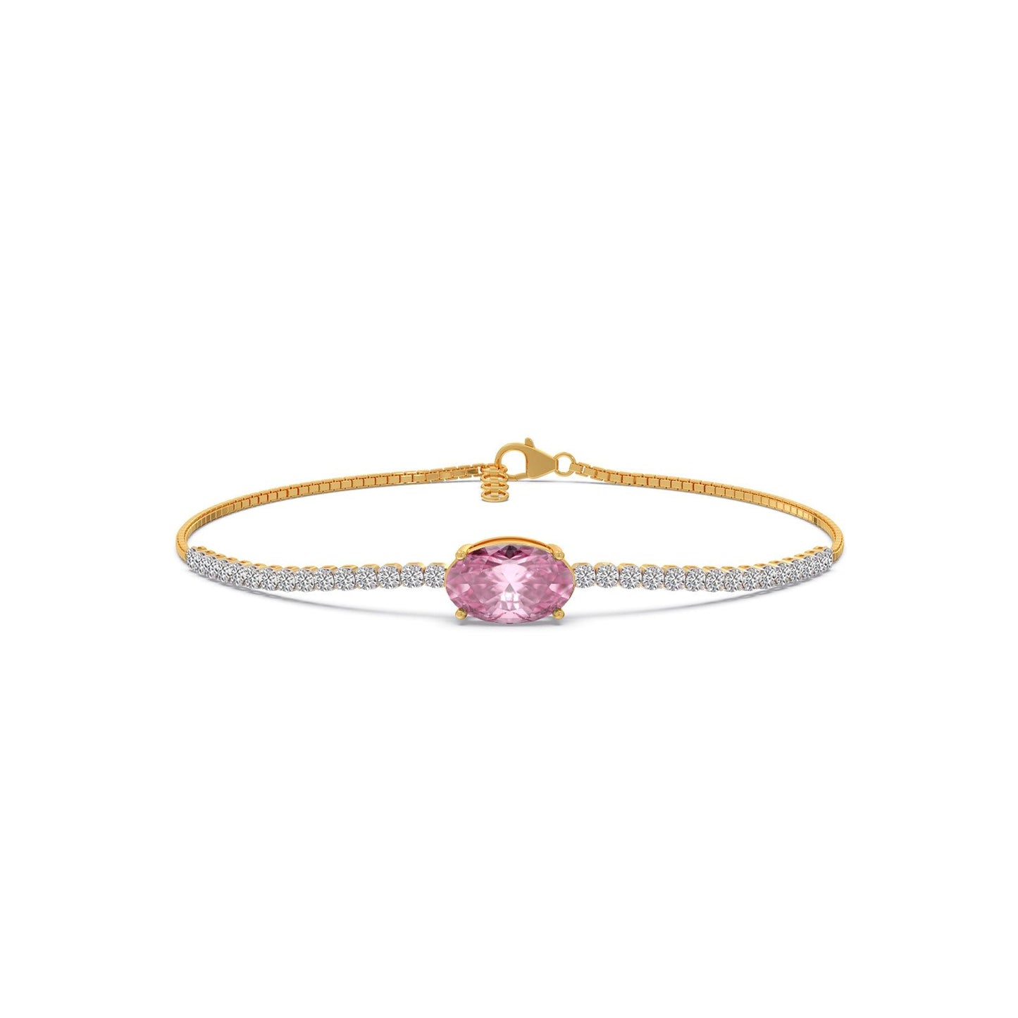 Pink-Majesty Oval Solitaire Chain Bracelet