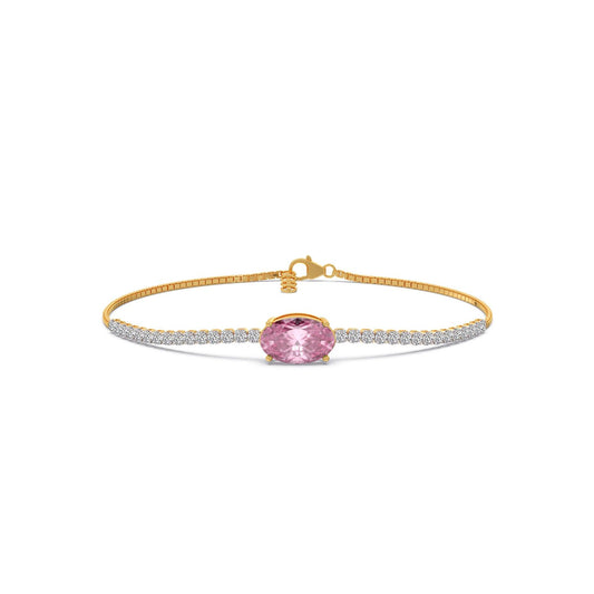 Pink-Majesty Oval Solitaire Chain Bracelet