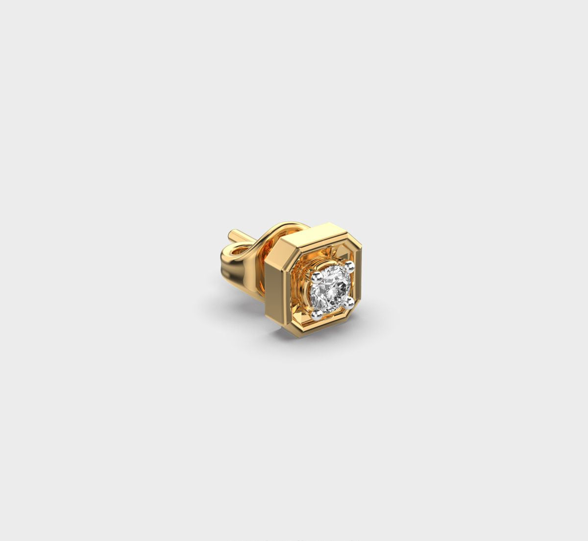 Octagonal Round Diamond Amber Stud For Men