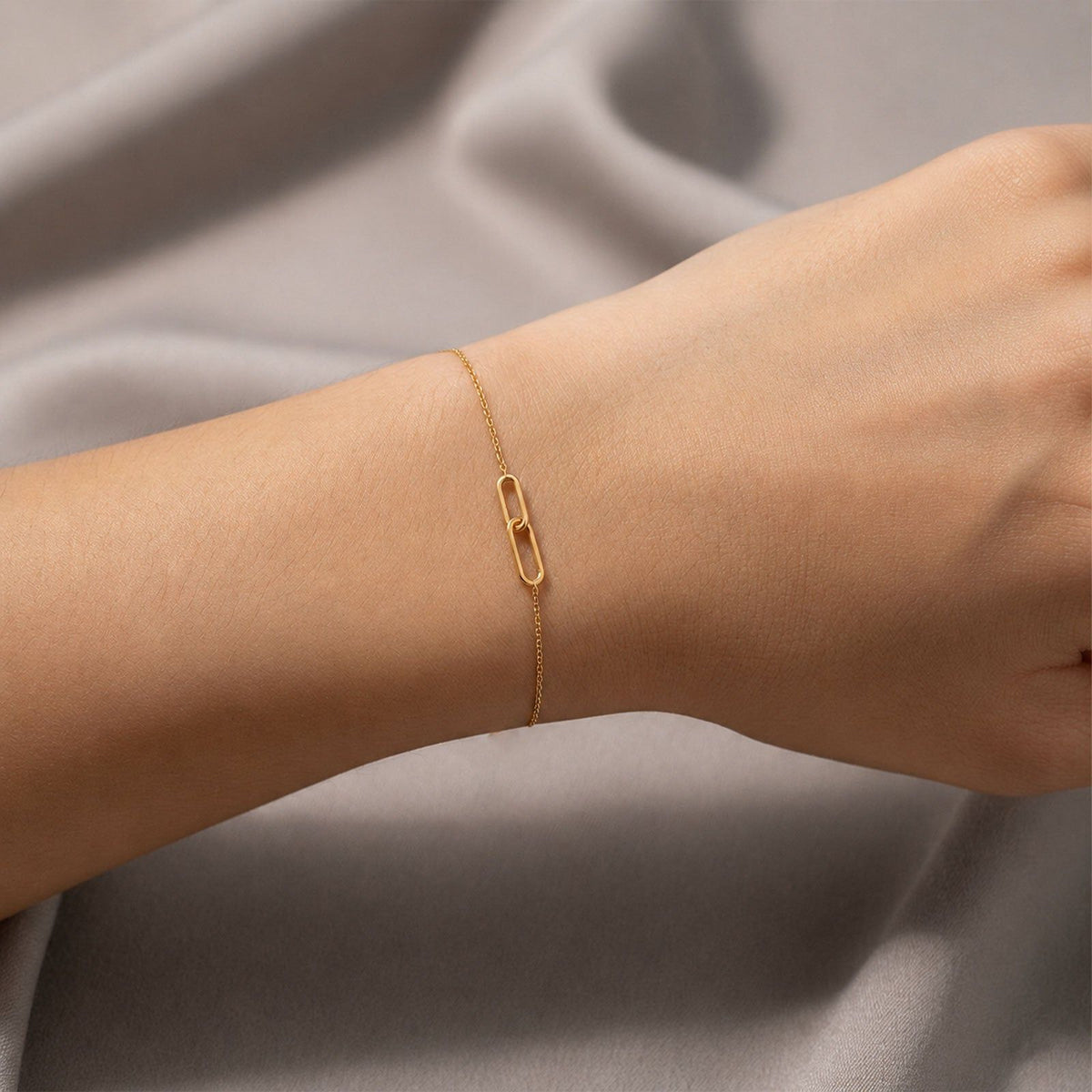 Dual Link Plain Gold Chain Bracelet