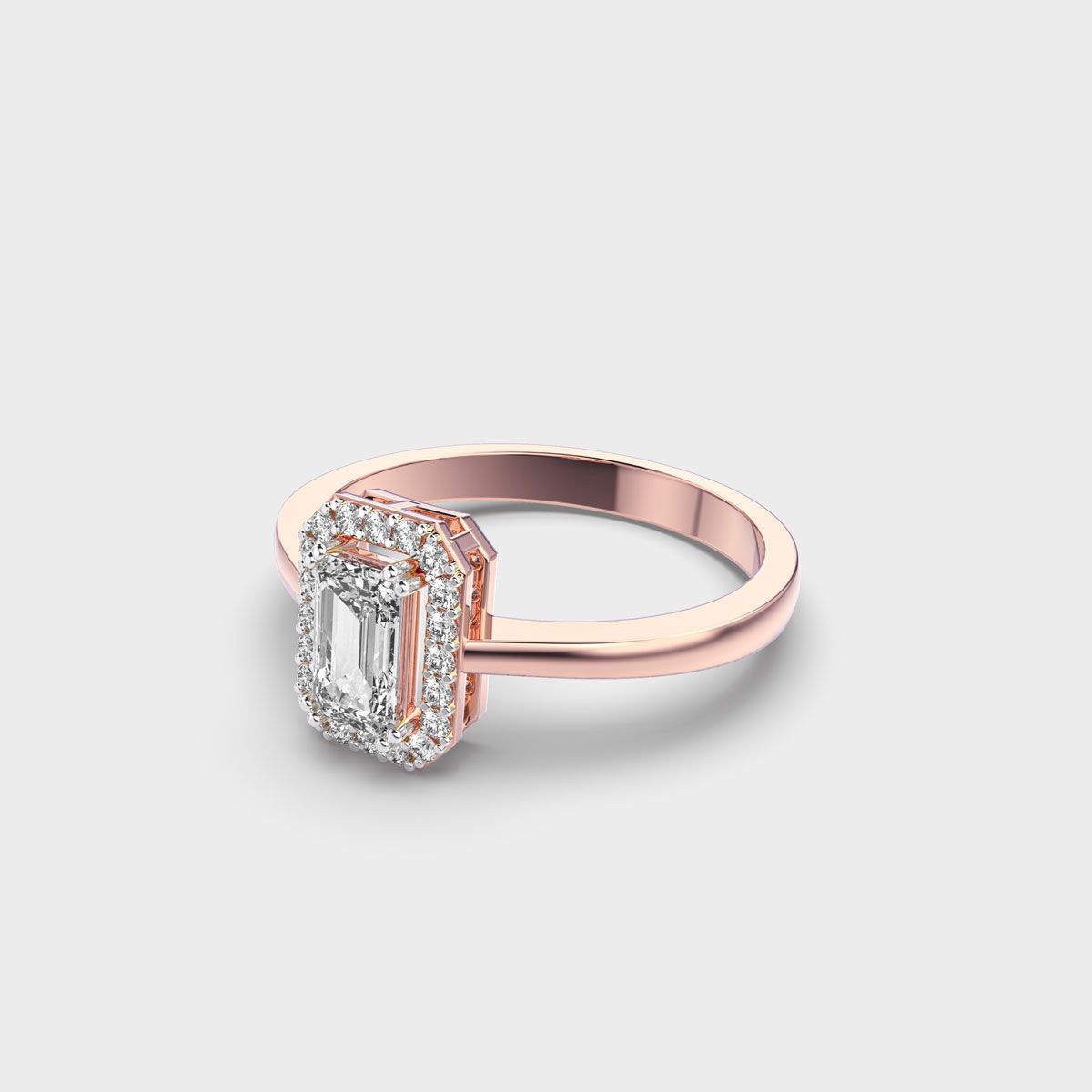 Emerald Diamond Halo Band Ring - View 8