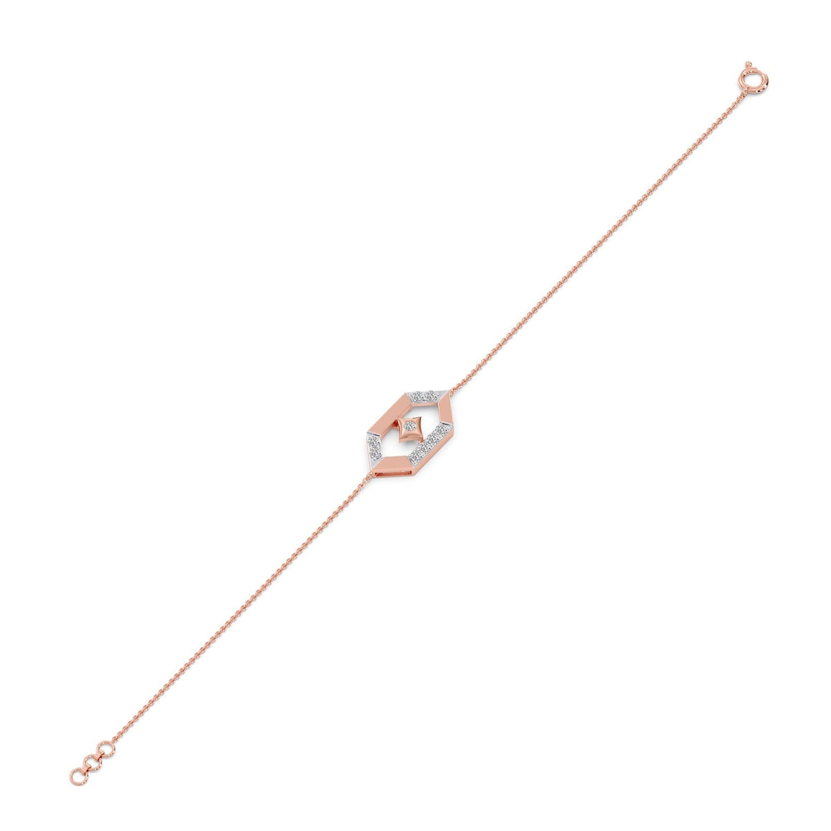 Hexora Moving Diamond Lattice Chain Bracelet
