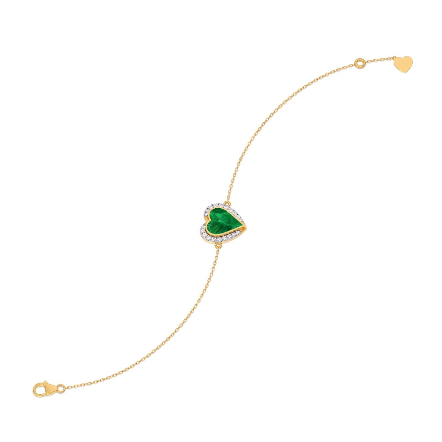 Malachite Heart Diamond Chain Bracelet