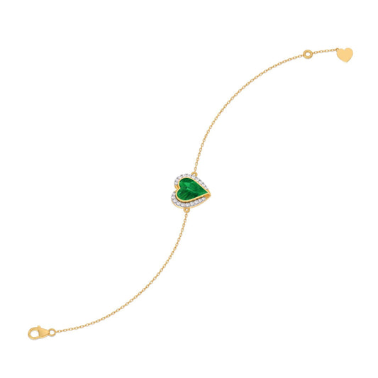 Malachite Heart Diamond Chain Bracelet