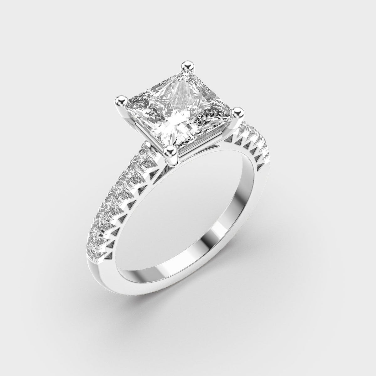 Princess Cut Royal Crown Diamond Ring - View 12