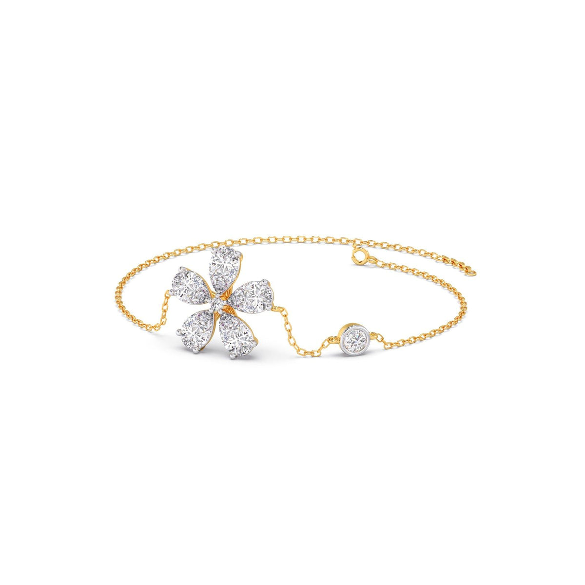Delicate Floral Round Diamond Bracelet