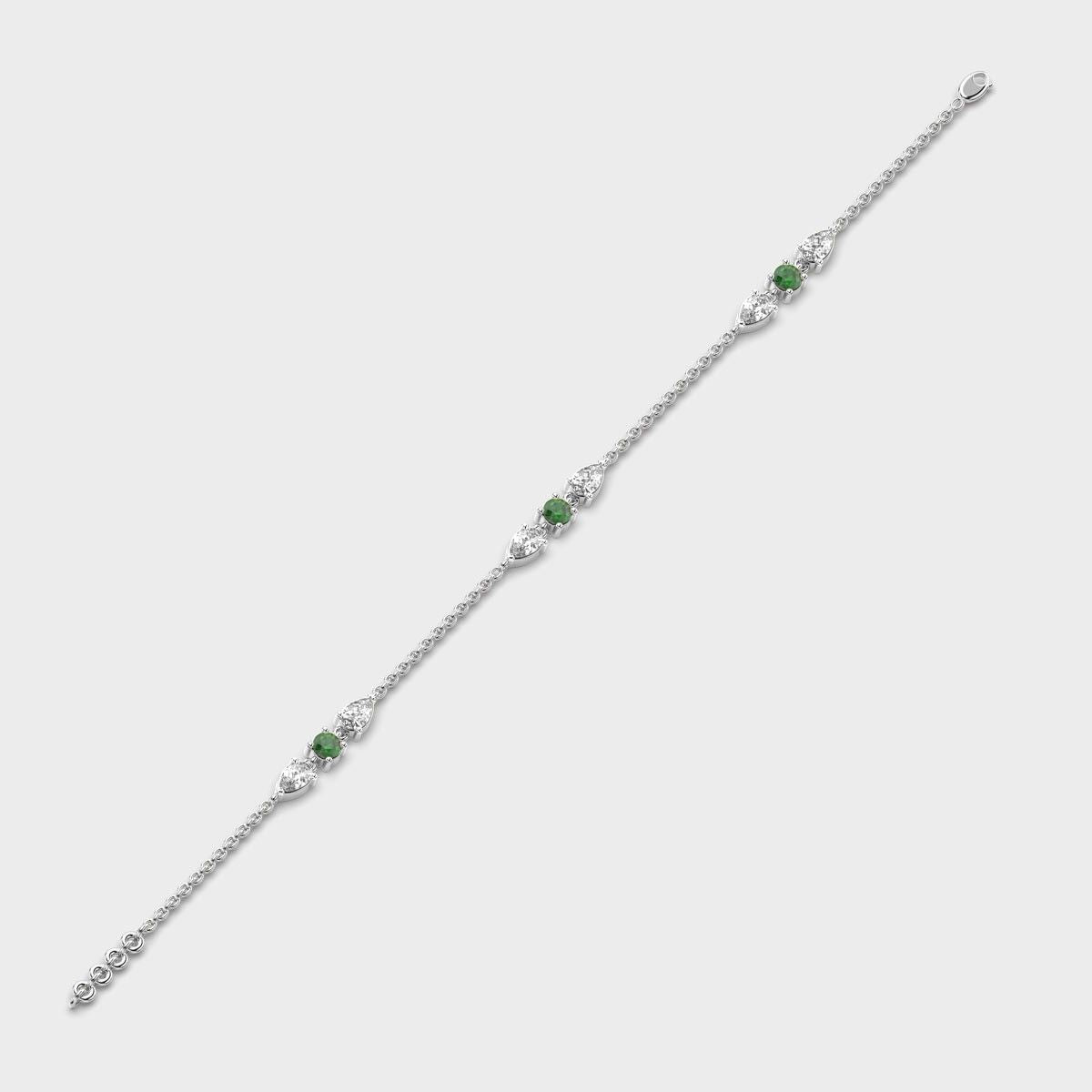 Minimal Green Stone Adele Diamond Bracelet