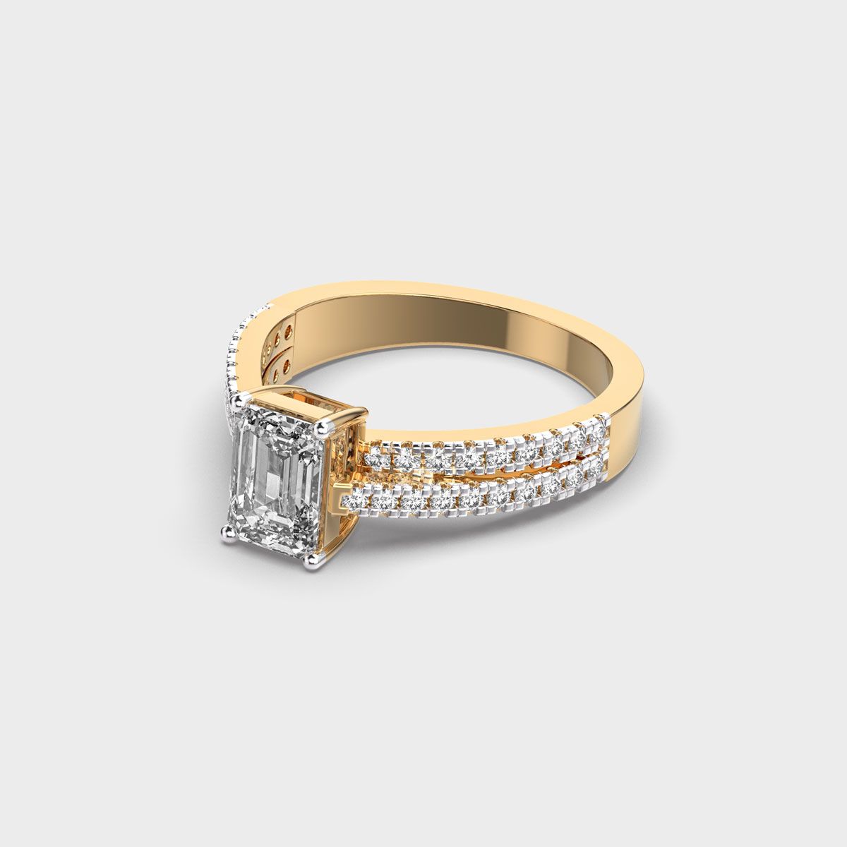 Elvira Emerald Cut Diamond Ring - View 2
