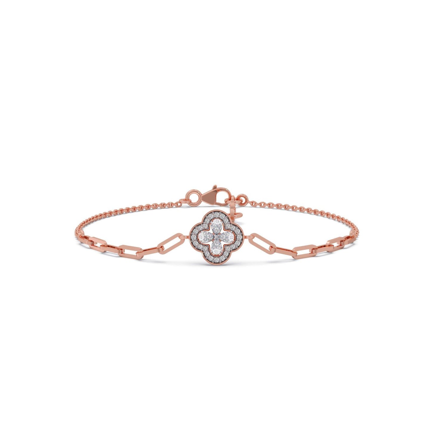 Clover Link Diamond Chain Bracelet