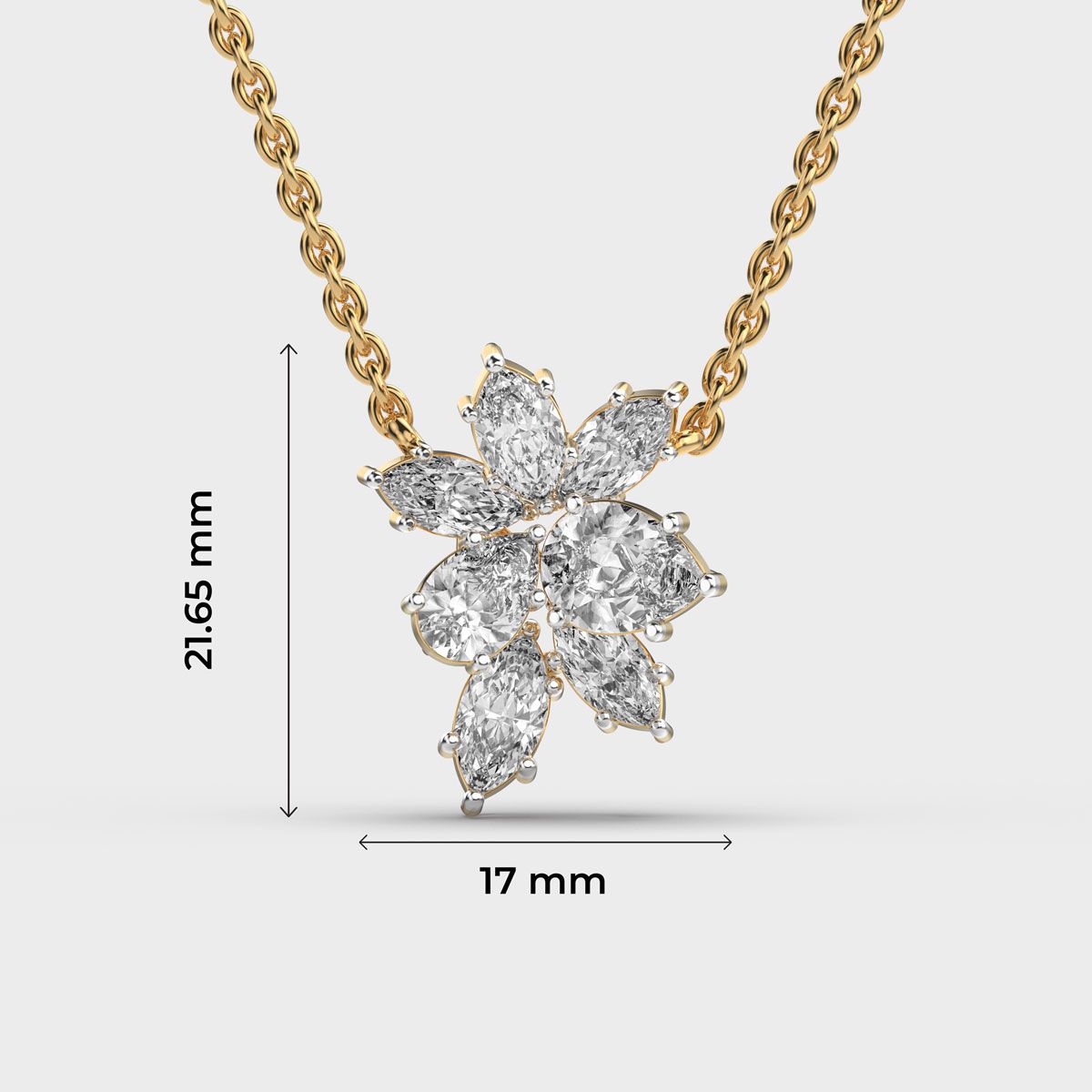 Cluster Flower Marquise Diamond Necklace