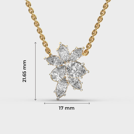 Cluster Flower Marquise Diamond Necklace