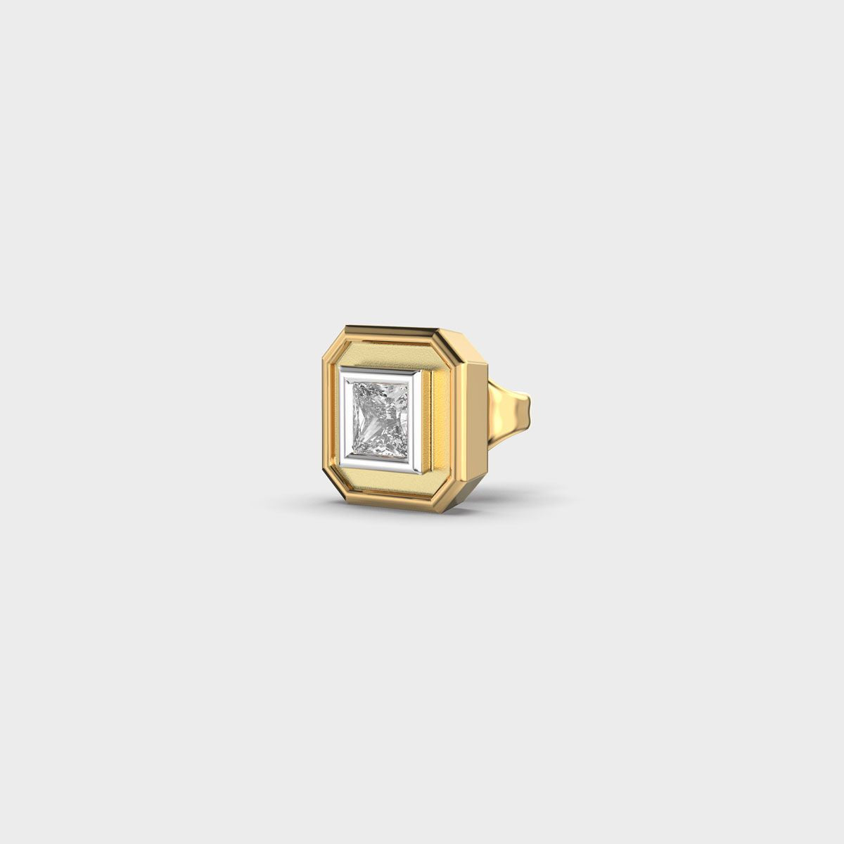 Dazzling Octagonal Princess Cut Diamond Stud For Men