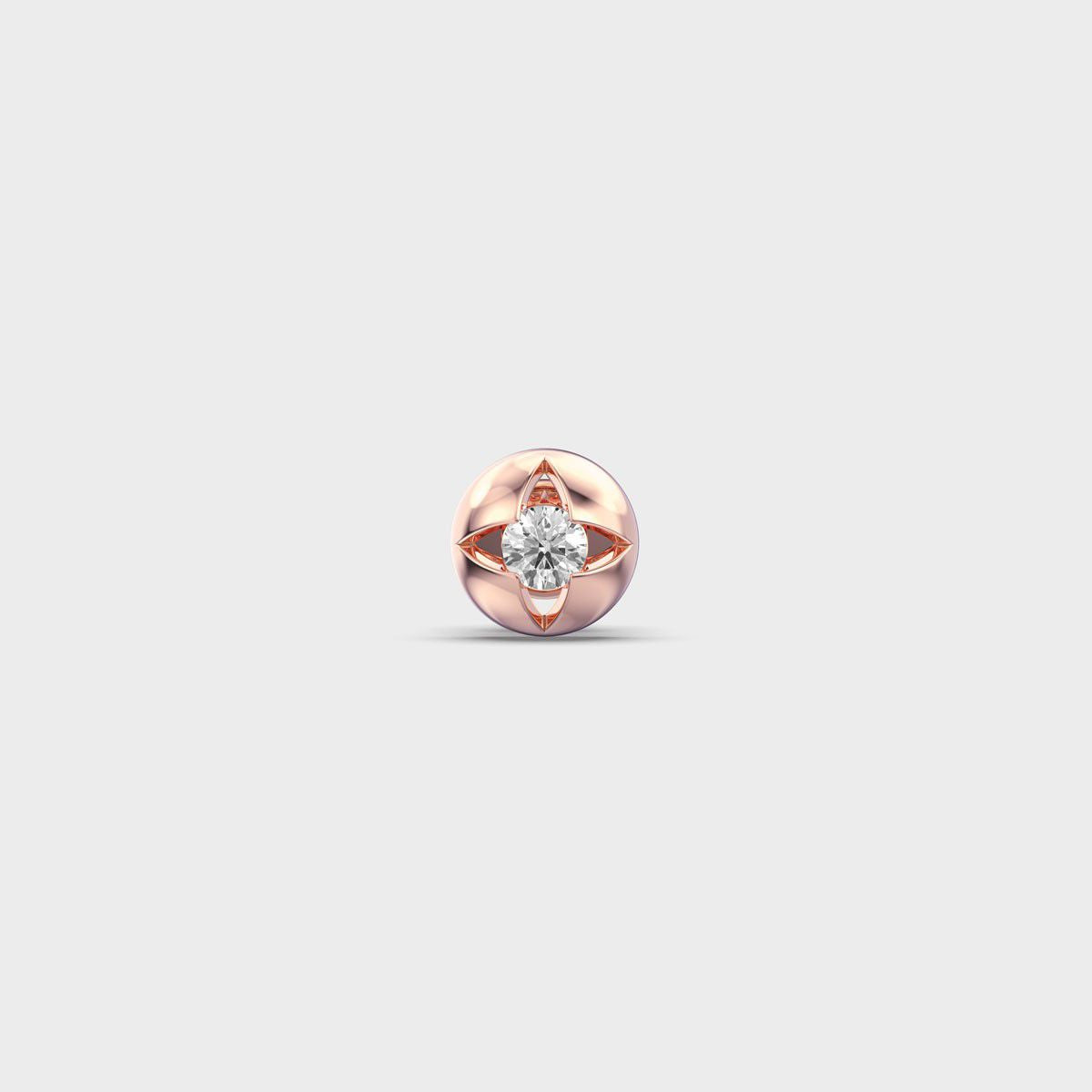 Flower Round Diamond Stud For Men