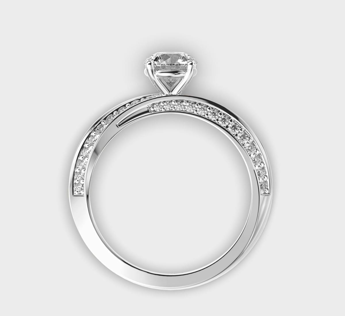 Gentle Wave Round Diamond Ring - View 13