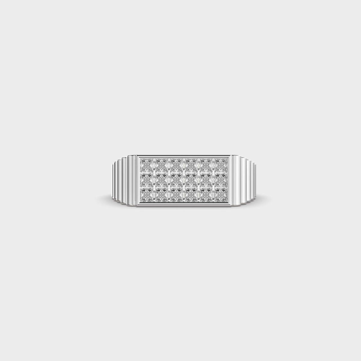 Princess Cut Grid Signet Diamond Ring For Men - View 6
