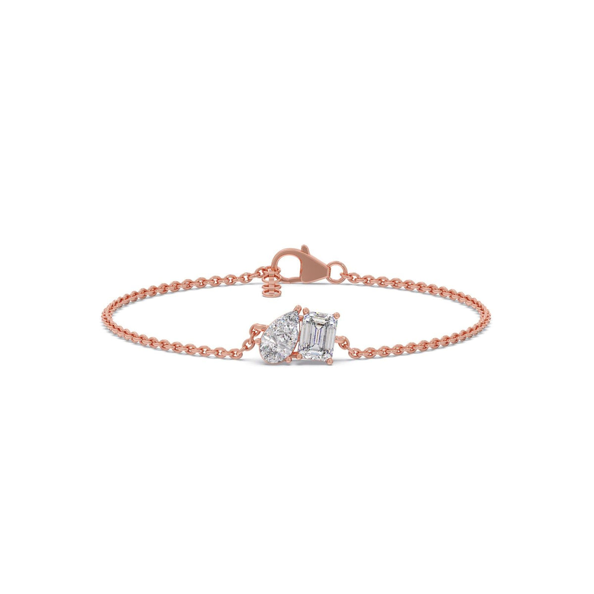 Pear & Emerald Cut Diamond Delicate Chain Bracelet
