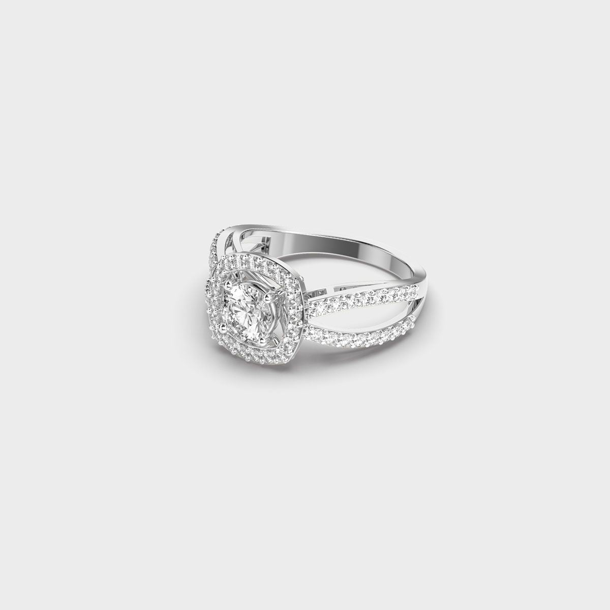 Brilliant Cut Diamond Halo Band Ring - View 31