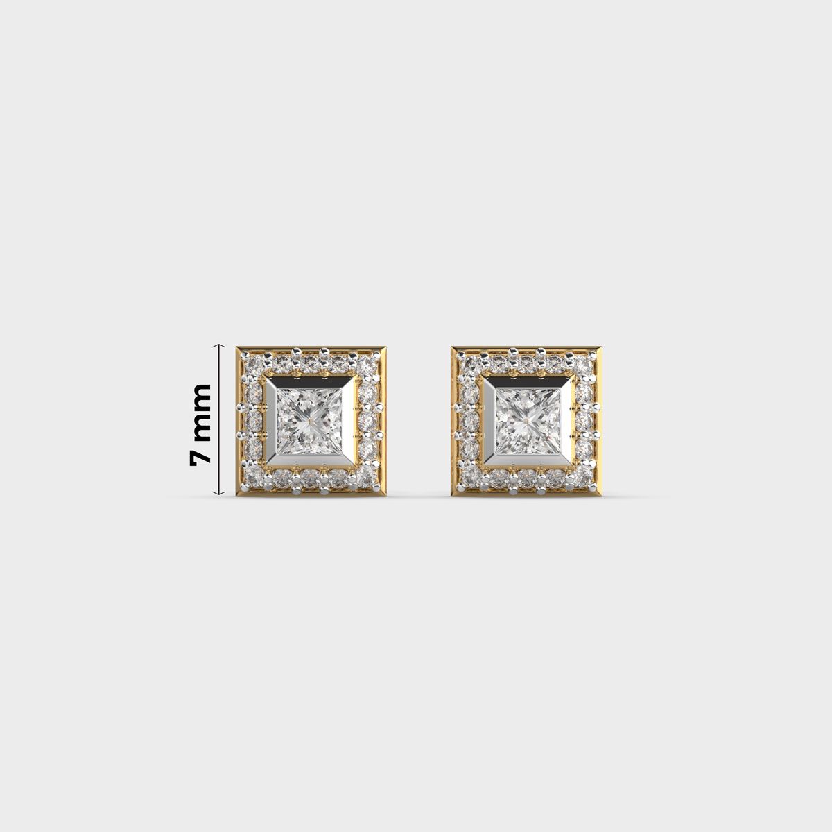Classic Square Men Princess Diamond Stud