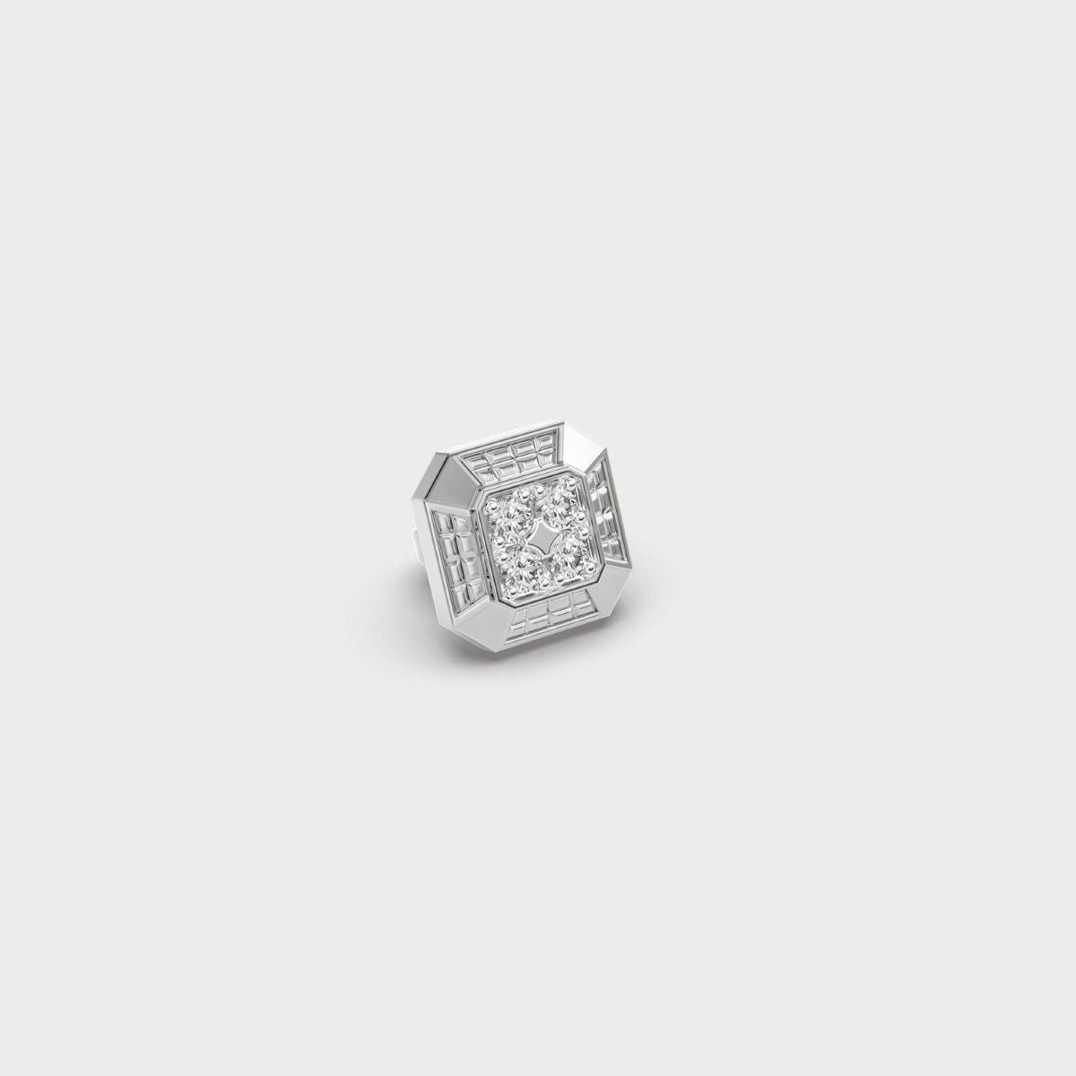Radiant Octagonal Clustered Diamond Stud For Men