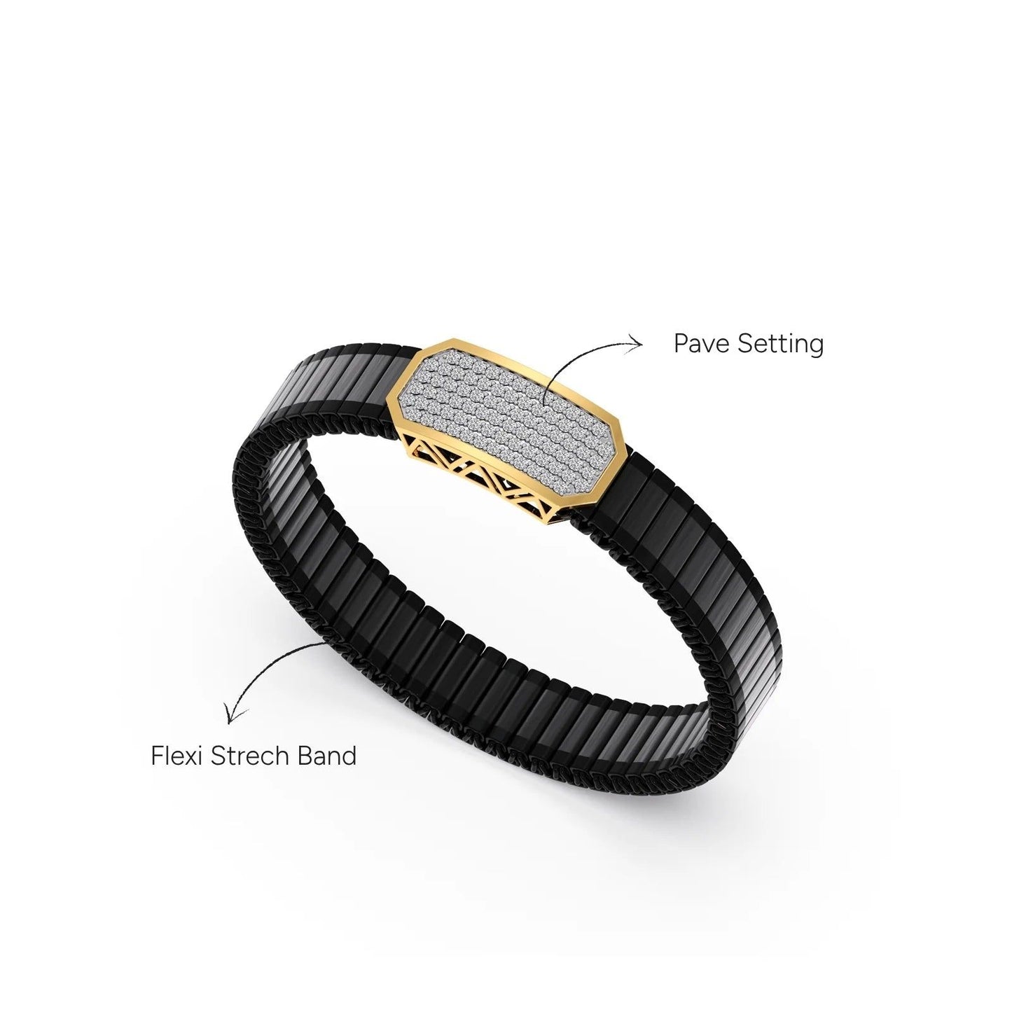 Vertex Shield Pave Diamond Men's Bracelet