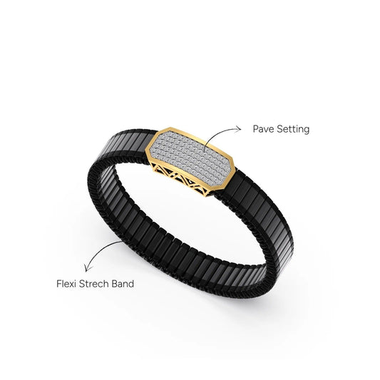 Vertex Shield Pave Diamond Men's Bracelet