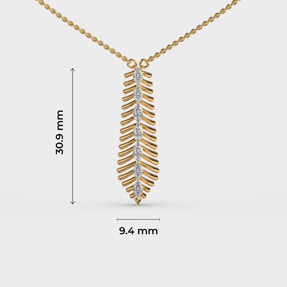 Elongated Fern Diamond Necklace