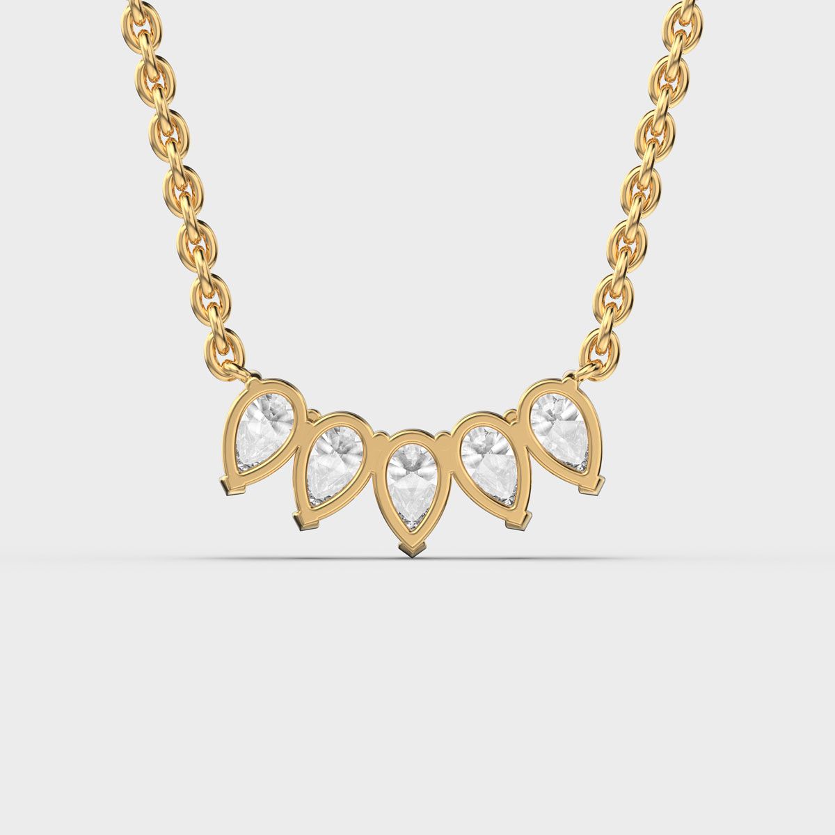 Inverted Tiara Pear Diamond Necklace