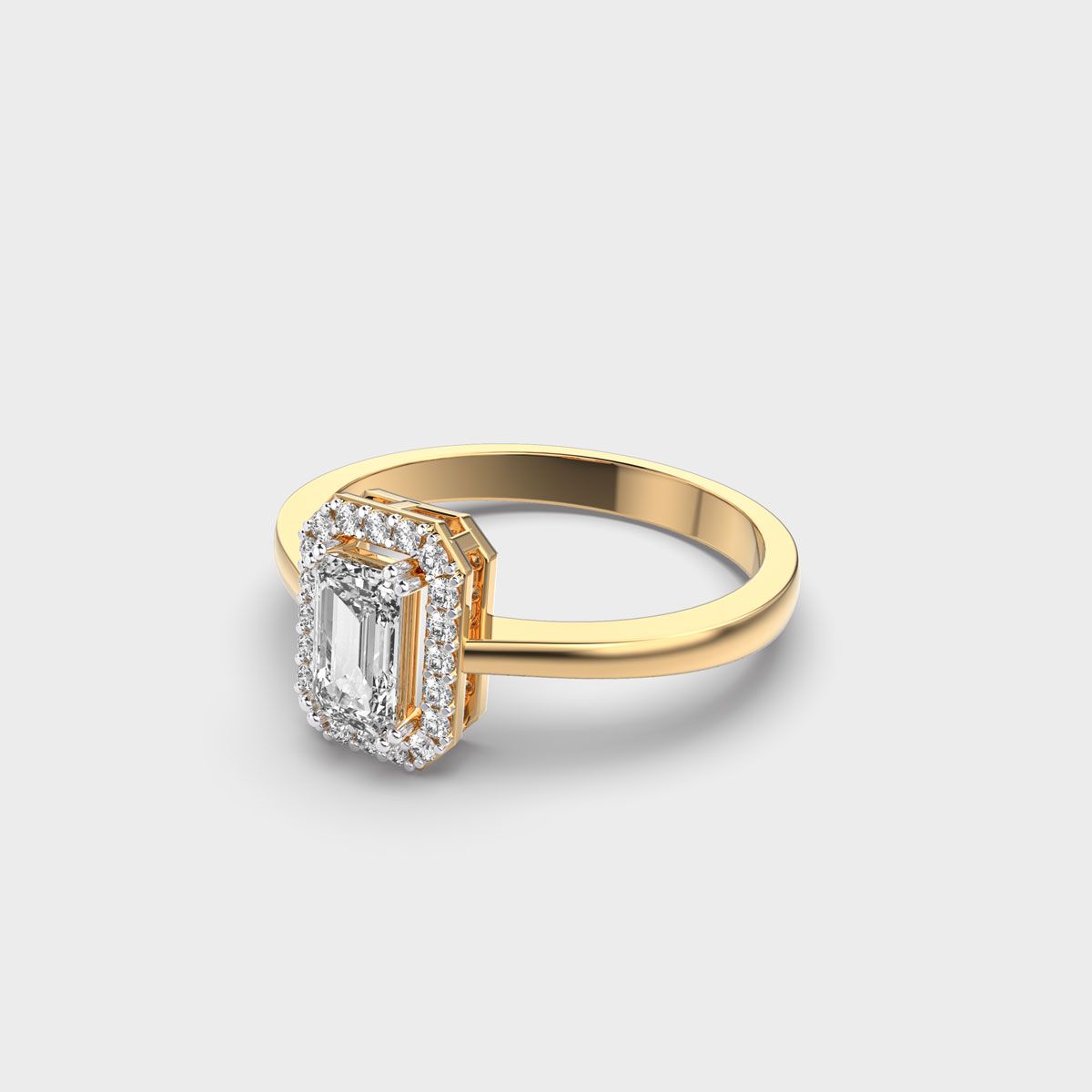 Emerald Diamond Halo Band Ring - View 2