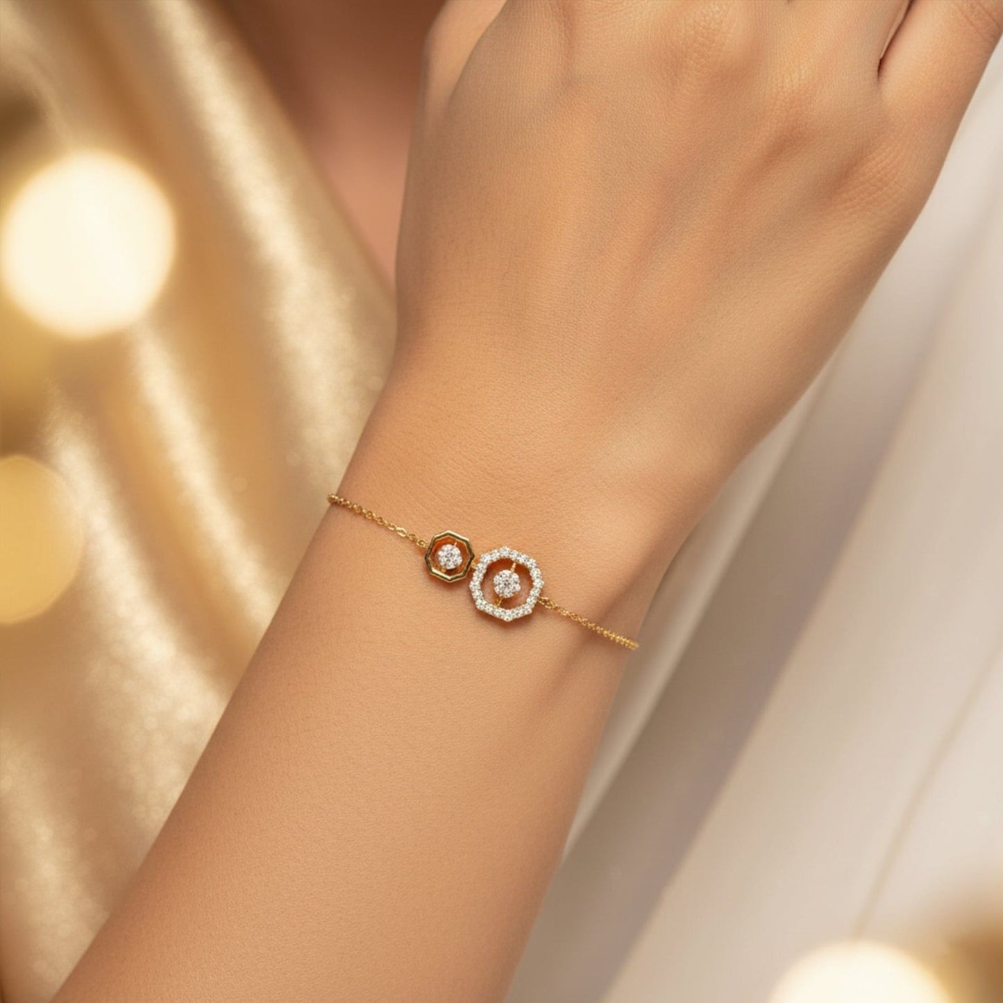 Dual Octagon Cluster Diamond Bracelet