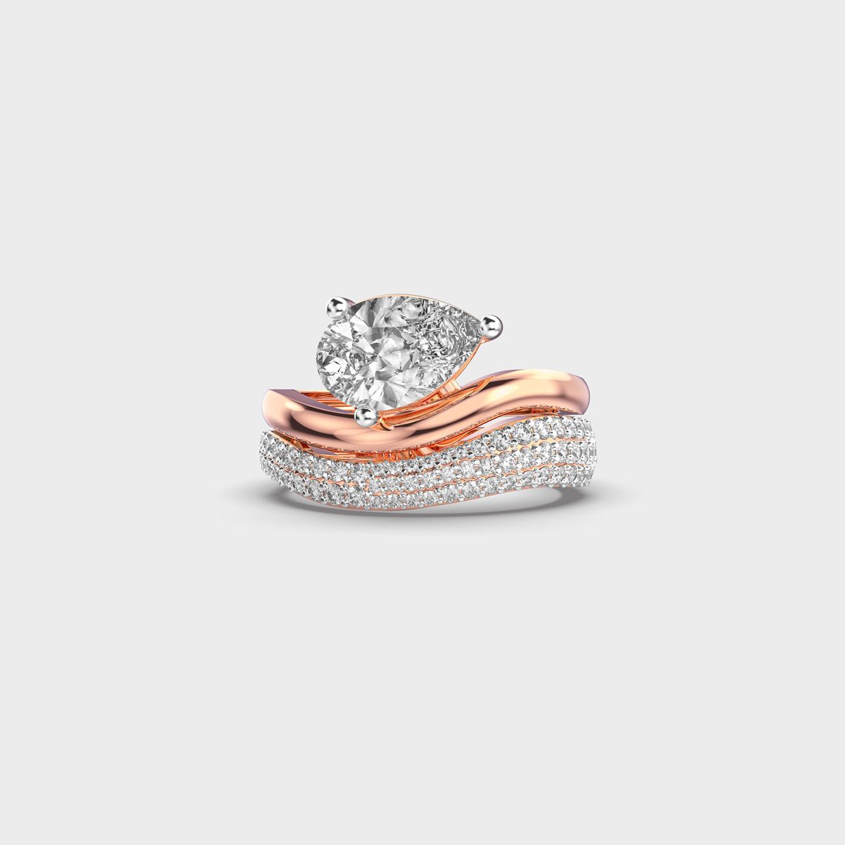 Elegant Pear Wave Diamond Ring - View 6