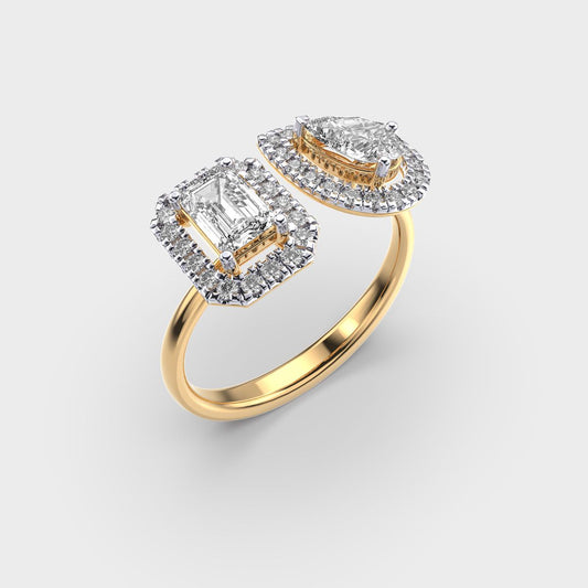Toi Et Moi Halo Diamond Ring - View 3