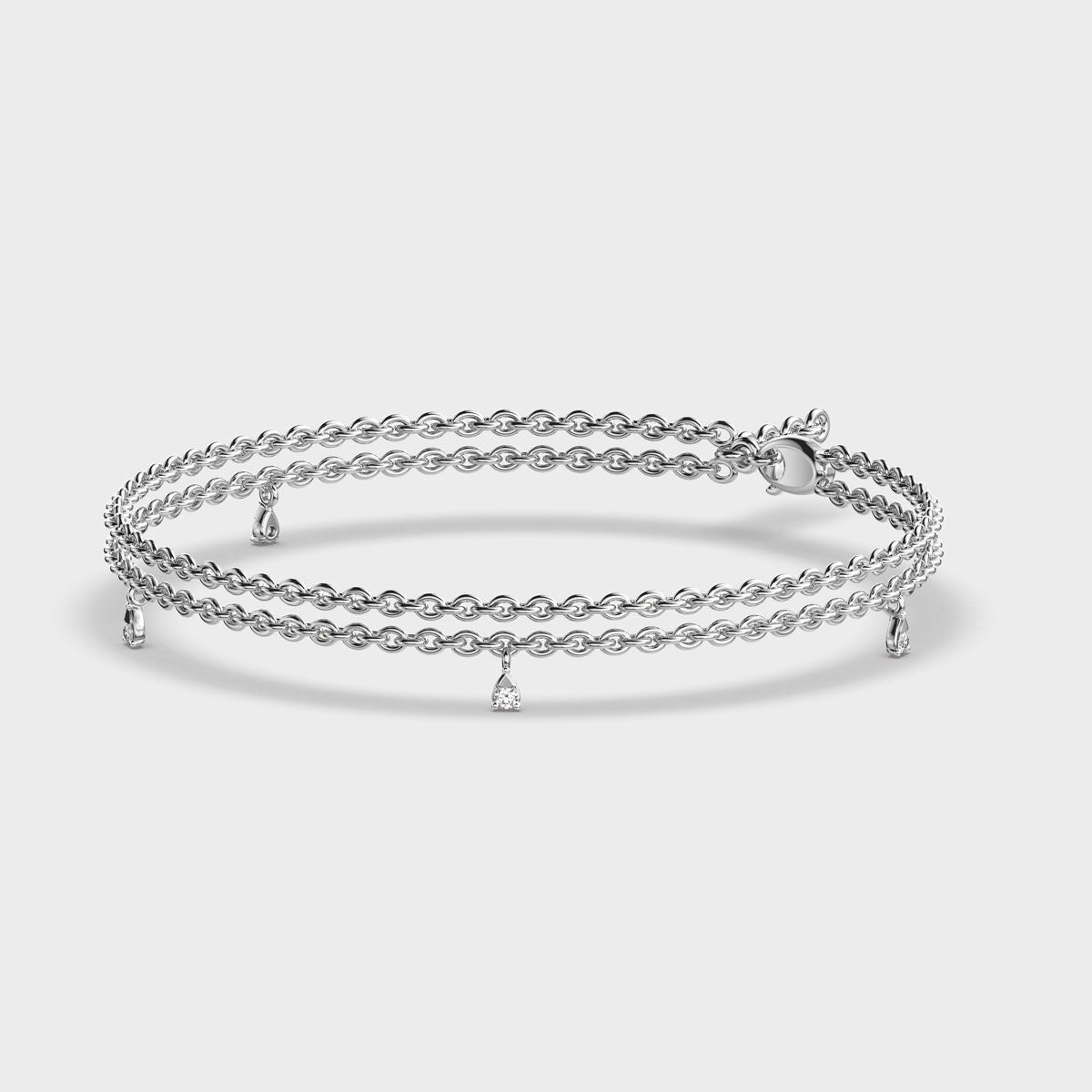 Triple Chain Bracelet with Diamonds