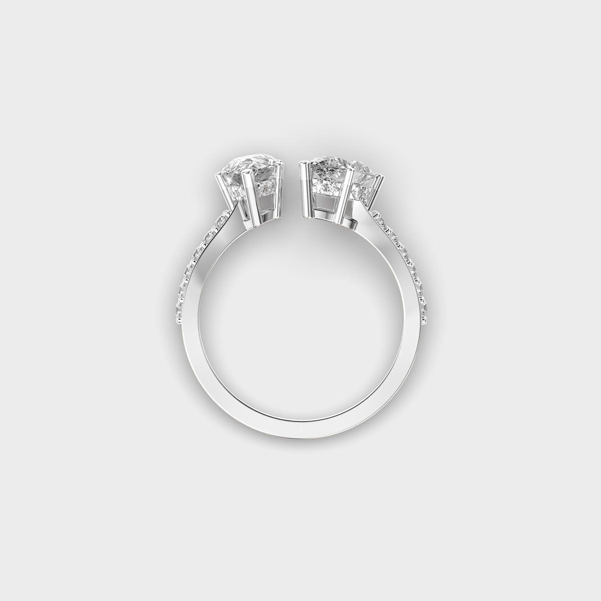 Double Drop Pear Diamond Ring - View 13