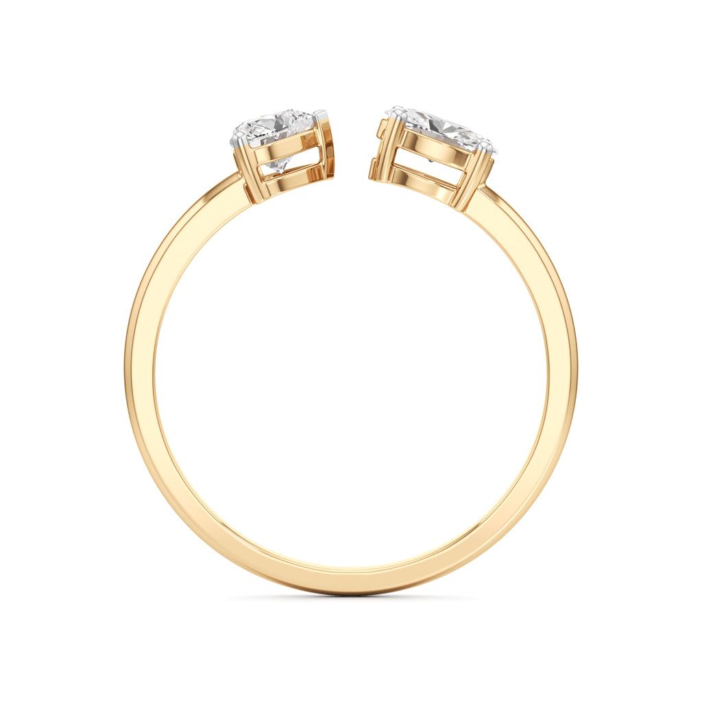 Heart and Pear Diamond Open Ring