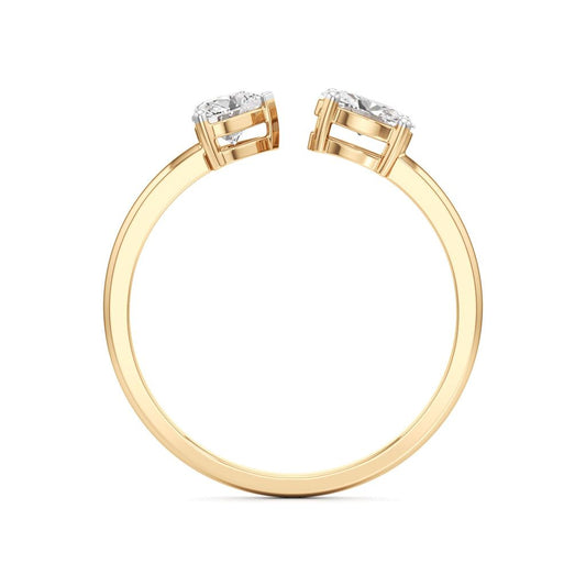 Heart and Pear Diamond Open Ring
