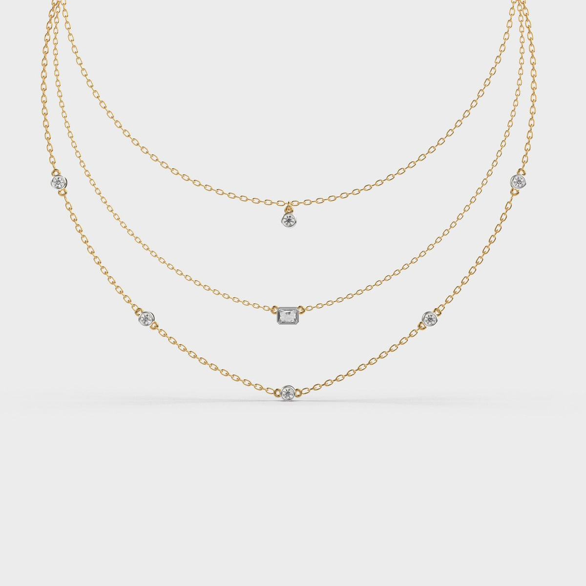 Three Layer Showcase Diamond Necklace