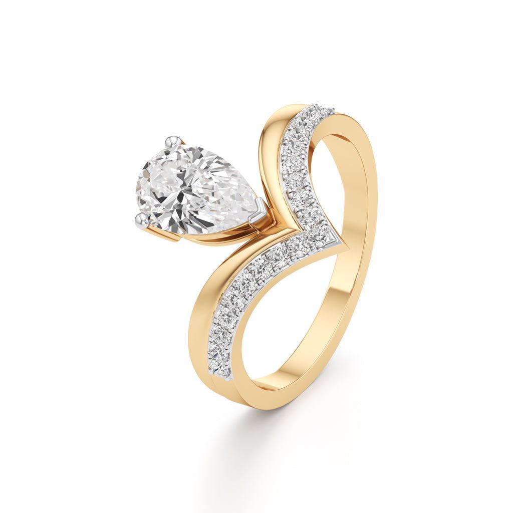 Pear Solitaire V-Shaped Grace Ring
