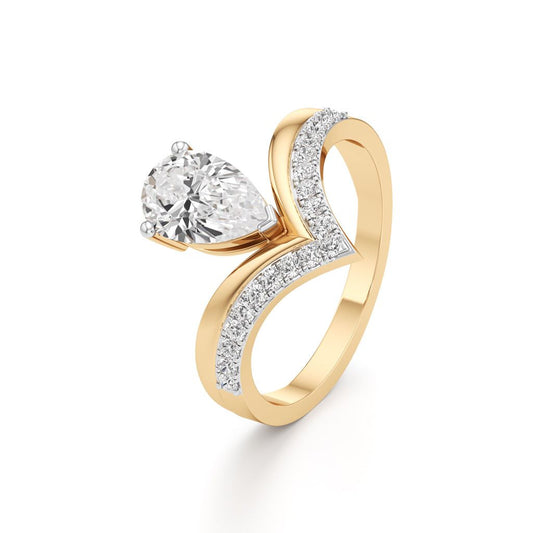 Pear Solitaire V-Shaped Grace Ring