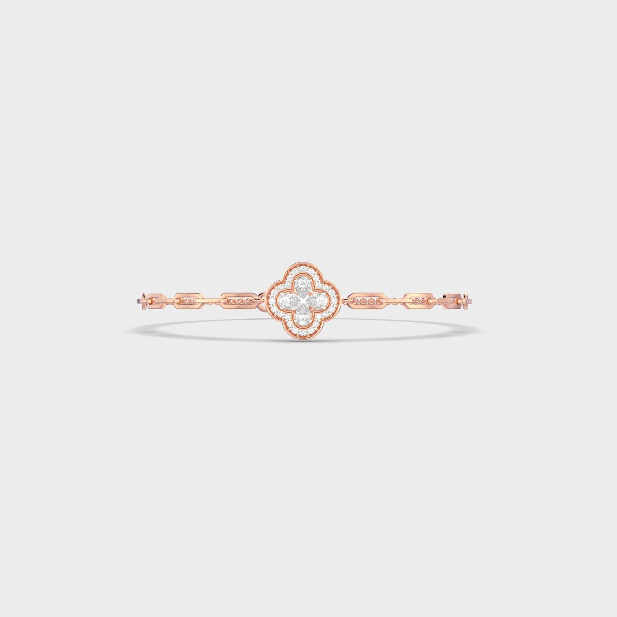 Clover Chain Linked Diamond Bracelet