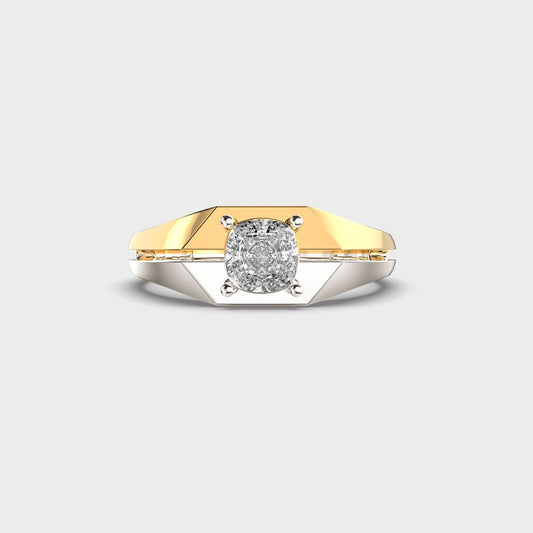 Dual Tone Geometric Round Diamond Ring For Men - View 12
