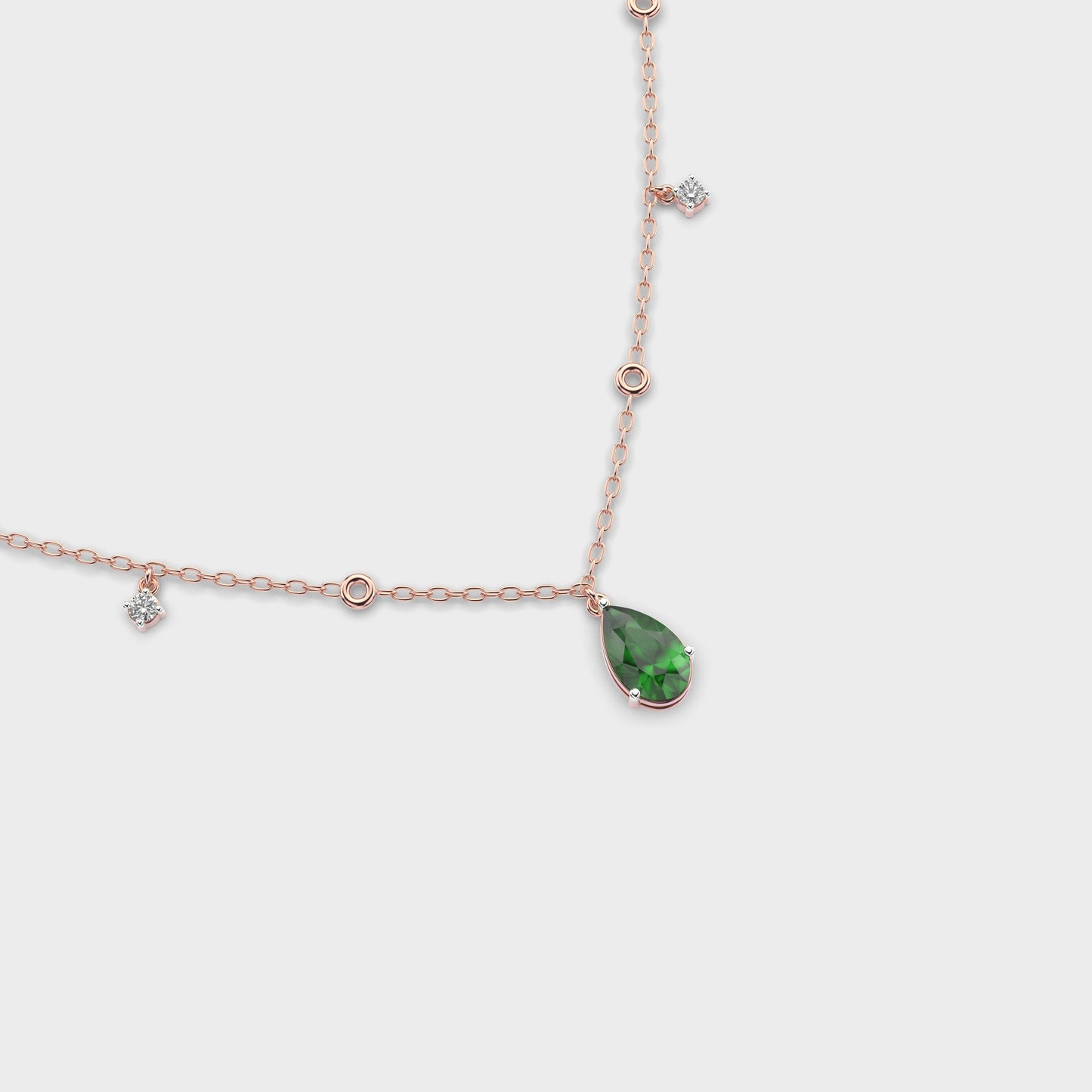 Emerald Green Coloured Stone Diamond Necklace