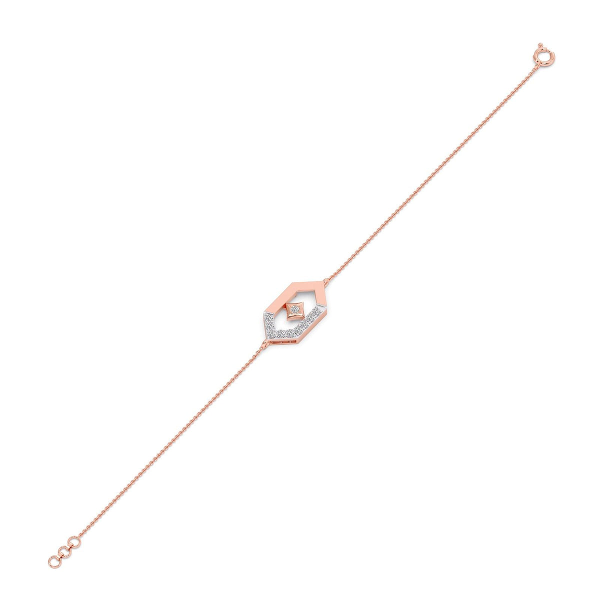 Six-Sided Glamour Diamond Chain Bracelet