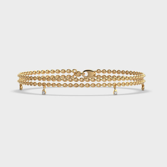 Triple Chain Bracelet with Diamonds