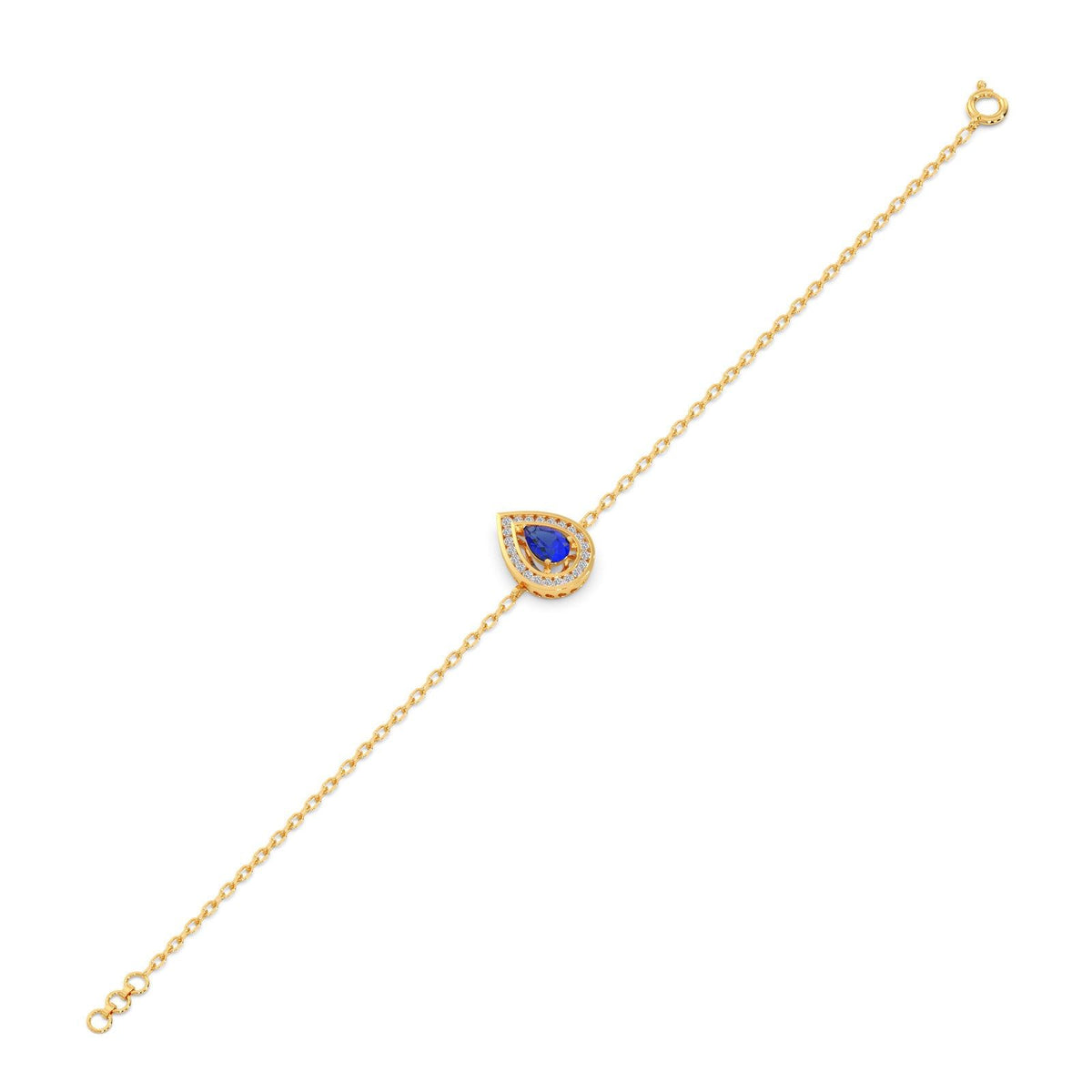 Blue Teardrop Halo Diamond Bracelet