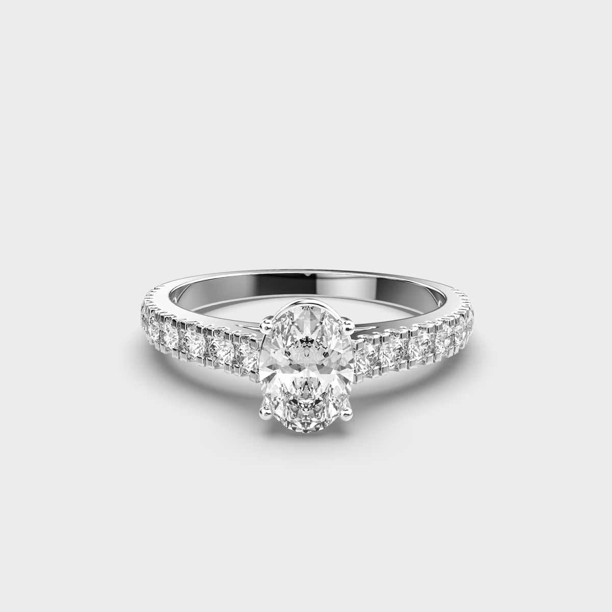 40 Cent Oval Solitaire with Diamond Band Ring - View 73